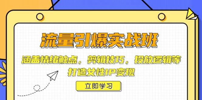 流量引爆实战班，涵盖情绪触点，剪辑技巧，投放逻辑等，打造女性IP变现-富爸爸项目圈