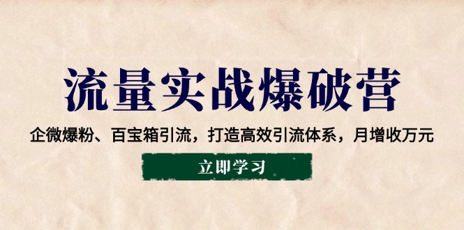 流量实战爆破营：企微爆粉、百宝箱引流，打造高效引流体系，月增收万元-富爸爸项目圈