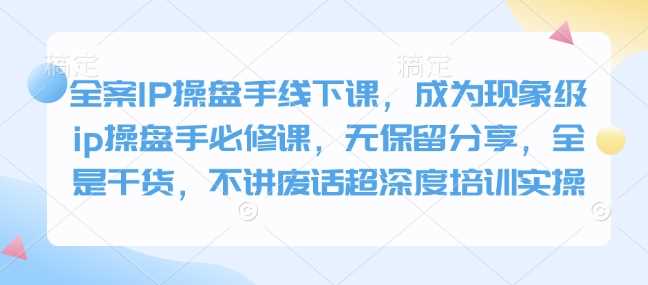 全案IP操盘手线下课，成为现象级ip操盘手必修课，无保留分享，全是干货，不讲废话超深度培训实操-富爸爸项目圈