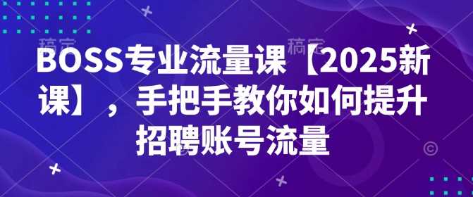 BOSS专业流量课【2025新课】，手把手教你如何提升招聘账号流量-富爸爸项目圈