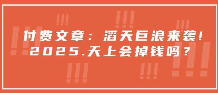 付费文章：滔天巨浪来袭！2025天上会掉钱吗？-富爸爸项目圈