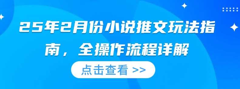 25年2月份小说推文玩法指南，全操作流程详解-富爸爸项目圈