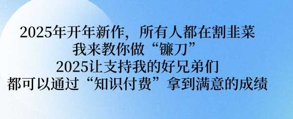 2025年开年新作，所有人都在割韭菜，我来教你做“镰刀” 2025让支持我的好兄弟们都可以通过“知识付费”拿到满意的成绩【揭秘】-富爸爸项目圈