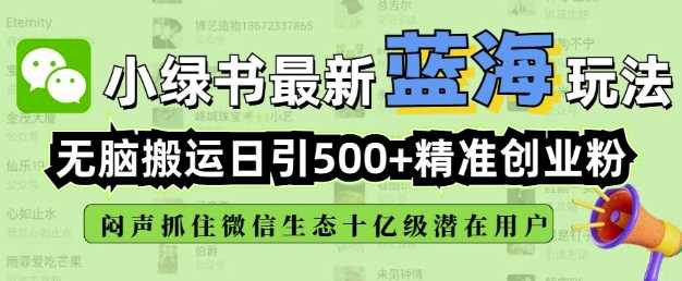 小绿书无脑搬运引流，全自动日引500精准创业粉，微信生态内又一个闷声发财的机会-富爸爸项目圈