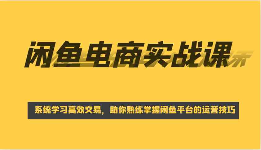 闲鱼电商实战课，系统学习高效交易，助你熟练掌握闲鱼平台的运营技巧-富爸爸项目圈