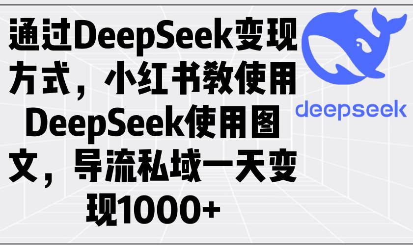 （14179期）通过DeepSeek变现方式，小红书教使用DeepSeek图文，导流私域一天变现1000+-富爸爸项目圈