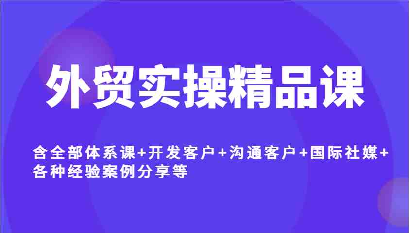外贸实操精品课，含全部体系课+开发客户+沟通客户+国际社媒+各种经验案例分享等-富爸爸项目圈