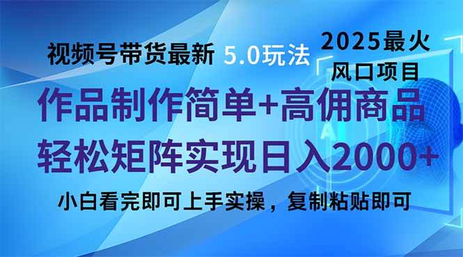 （14191期）视频号带货最新5.0玩法，作品制作简单，当天起号，复制粘贴，轻松矩阵…-富爸爸项目圈