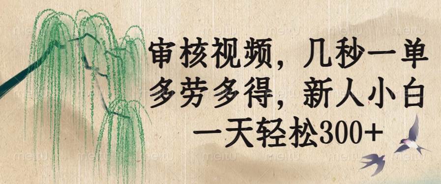 （14202期）审核视频，几秒一单，多劳多得，新人小白一天轻松300+-富爸爸项目圈