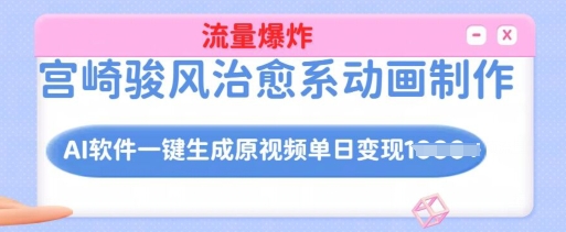 宫崎骏风治愈系动画制作，AI软件一键生成原创视频流量爆炸，单日变现多张，详细实操流程-富爸爸项目圈