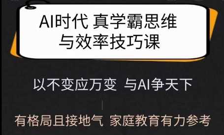 Ai时代真学霸思维与学习方法课，有格局且接地气，家庭教育有力参考-富爸爸项目圈