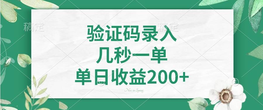 （14221期）验证码录入，几秒一单，单日收益200+-富爸爸项目圈