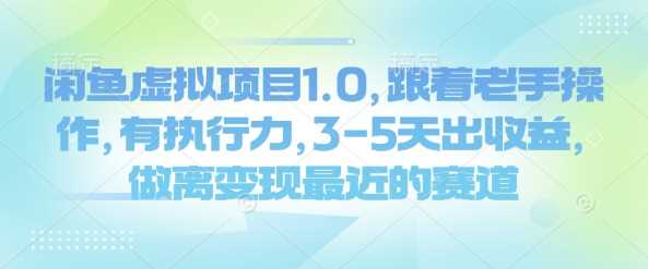 闲鱼虚拟项目1.0，跟着老手操作，有执行力，3-5天出收益，做离变现最近的赛道-富爸爸项目圈
