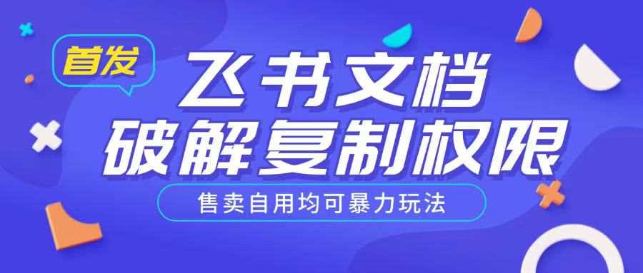 首发飞书文档破解复制权限，售卖自用均可暴力玩法-富爸爸项目圈
