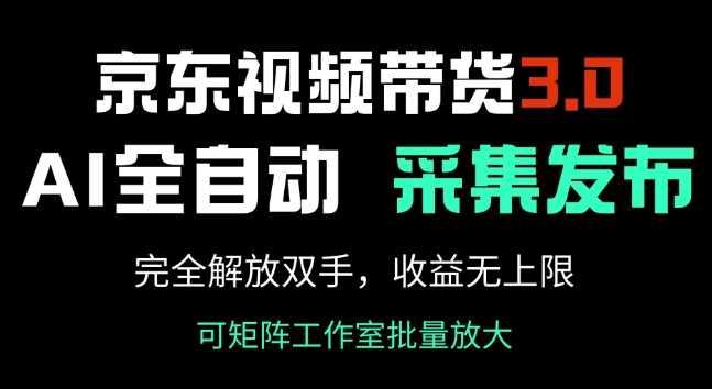 京东视频带货3.0，Ai全自动采集+自动发布，完全解放双手，收入无上限-富爸爸项目圈