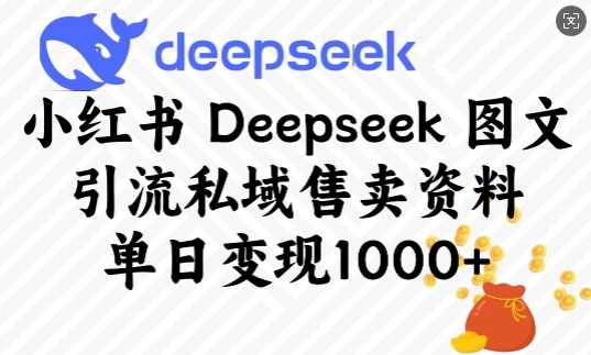 小红书Deepseek图文引流私域售卖资料，单日变现多张-富爸爸项目圈