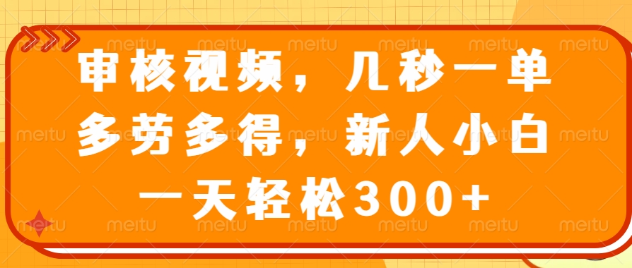 （14294期）审核视频，几秒一单，多劳多得，新人小白一天轻松300+-富爸爸项目圈