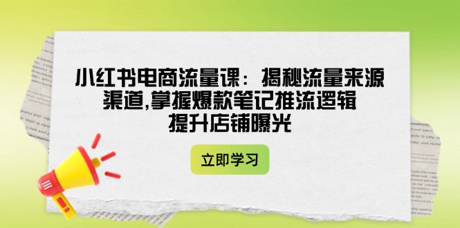 （14318期）小红书电商流量课：揭秘流量来源渠道,掌握爆款笔记推流逻辑,提升店铺曝光-富爸爸项目圈