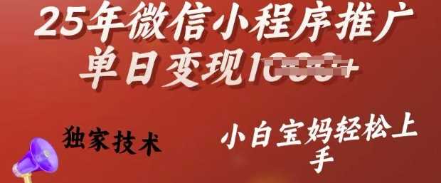25年微信小程序推广单日变现多张，独家技术，小白宝妈轻松上手【揭秘】-富爸爸项目圈
