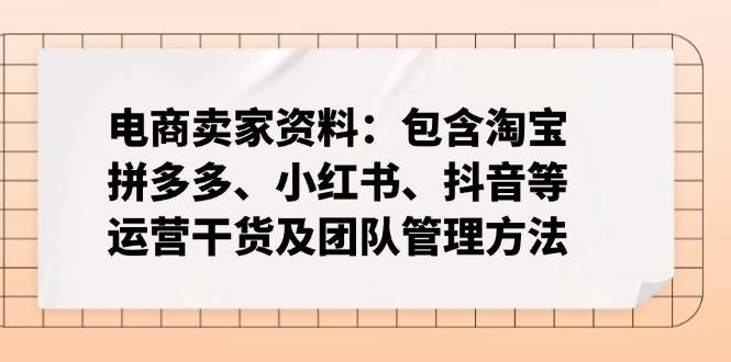 （14354期）电商卖家资料：包含淘宝、拼多多、小红书、抖音等运营干货及团队管理方法-富爸爸项目圈