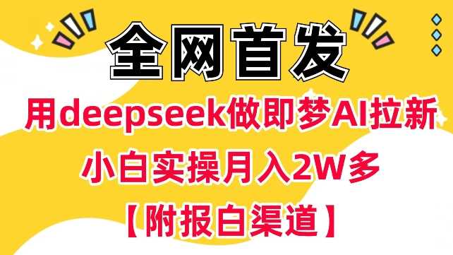 用deepseek做即梦Ai拉新 小白实操月入过W+【附报白渠道】-富爸爸项目圈