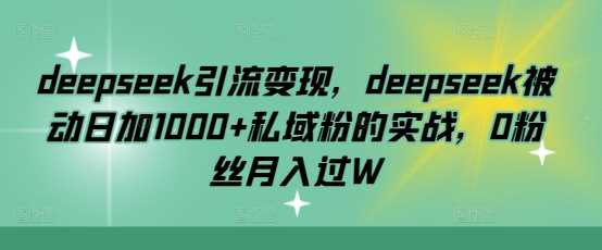 deepseek引流变现，deepseek被动日加1000+私域粉的实战，0粉丝月入过W-富爸爸项目圈