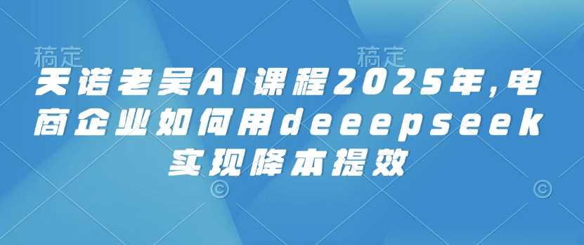 天诺老吴AI课程2025年，电商企业如何用deeepseek实现降本提效-富爸爸项目圈