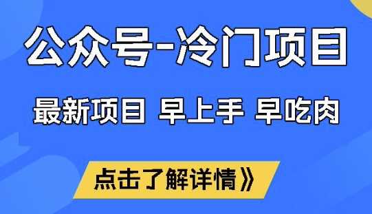 公众号冷门赛道，早上手早吃肉，单月轻松稳定变现1W【揭秘】-富爸爸项目圈