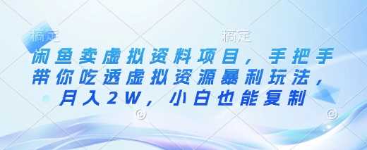 闲鱼卖虚拟资料项目，手把手带你吃透虚拟资源暴利玩法，月入2W，小白也能复制-富爸爸项目圈