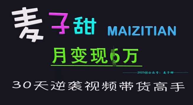 麦子甜30天逆袭视频带货高手，单月变现6W加特训营-富爸爸项目圈
