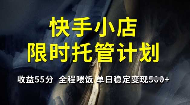 快手小店限时托管计划，收益55分，全程喂饭，单日稳定变现5张【揭秘】-富爸爸项目圈
