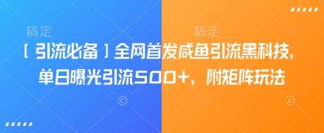 【引流必备】全网首发咸鱼引流黑科技，单日曝光引流500+，附矩阵玩法【揭秘】-富爸爸项目圈