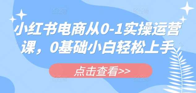 小红书电商从0-1实操运营课，0基础小白轻松上手-富爸爸项目圈