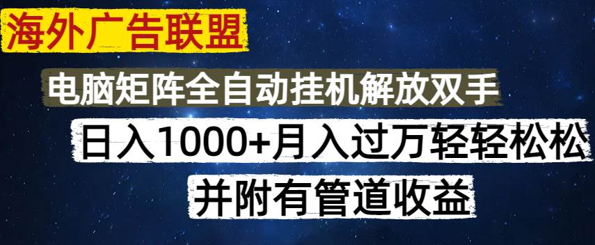 （14540期）海外广告联盟每天几分钟日入1000+无脑操作，可矩阵并附有管道收益-富爸爸项目圈