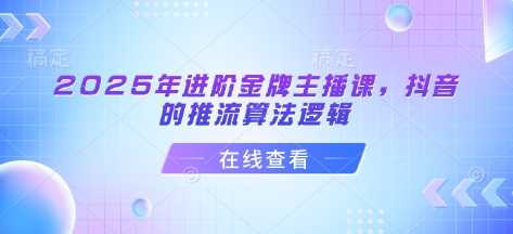 2025年进阶金牌主播课，抖音的推流算法逻辑-富爸爸项目圈