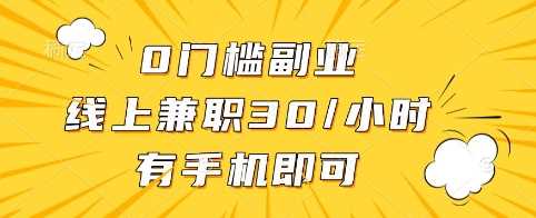 0门槛副业，线上兼职30一小时，有手机即可【揭秘】-富爸爸项目圈