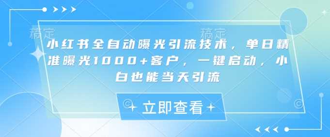 小红书全自动曝光引流技术，单日精准曝光1000+客户，一键启动，小白也能当天引流【揭秘】-富爸爸项目圈