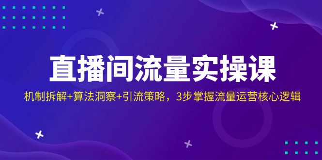 （14122期）直播间流量实操课：机制拆解+算法洞察+引流策略，3步掌握流量运营核心逻辑-富爸爸项目圈