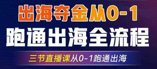 2025出海夺金从0-1跑通出海全流程，三节直播课从0-1跑通出海，教你用AI跑通全流程-富爸爸项目圈