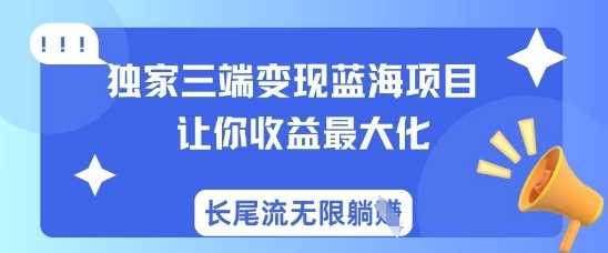 独家三端变现蓝海项目，让你收益最大化，长尾流无限躺挣-富爸爸项目圈
