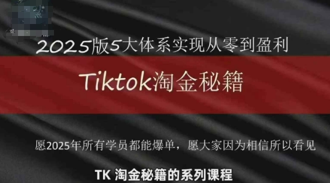 TikTok跨境2025淘金秘籍，​2025TikTok从0到盈利变现-富爸爸项目圈