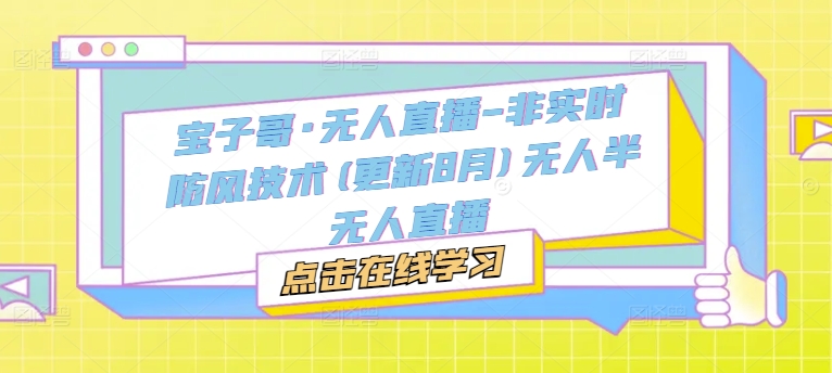 宝子哥·无人直播-非实时防风技术(更新25年5月)无人半无人直播-富爸爸项目圈