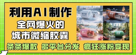 利用AI制作全网爆火的城市微缩胶囊，条条爆款， 多平台分发，疯狂涨粉变现-富爸爸项目圈