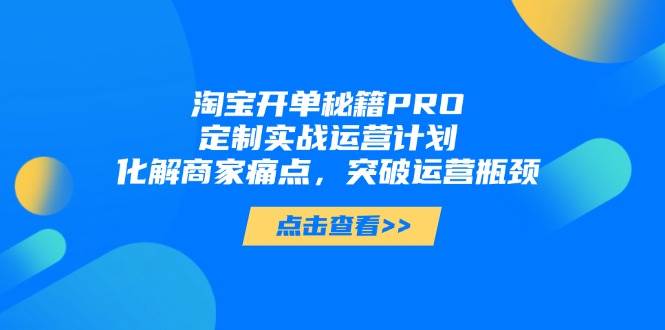 （14642期）淘宝开单秘籍PRO，定制实战运营计划，化解商家痛点，突破运营瓶颈-富爸爸项目圈