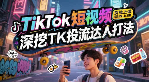 TikTok短视频带货线上课，深挖TK投流达人打法-富爸爸项目圈