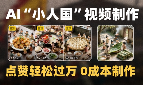 爆款1000W+播放微缩景观迷你小人国AI视频0成本制作全流程教学-富爸爸项目圈
