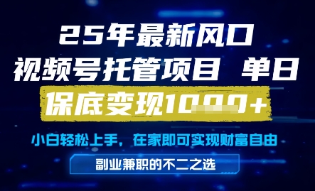 25年最新风口，视频号托管项目，单日保底变现1k+，手把手教学【揭秘】-富爸爸项目圈