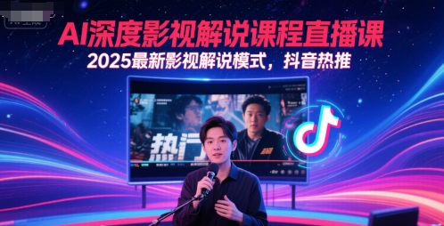 AI深度影视解说课程直播课，2025最新影视解说模式，抖音热推-富爸爸项目圈