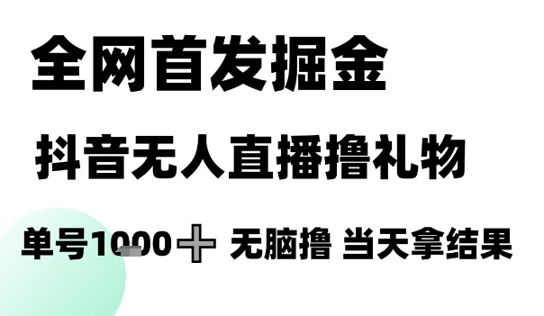 全网首发掘金抖音无人直播撸礼物，单号1k +无脑撸，当天拿结果【揭秘】-富爸爸项目圈
