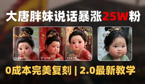 AI大唐胖贵妃说话2.0，40条视频暴涨40w粉，附独家变现攻略-富爸爸项目圈